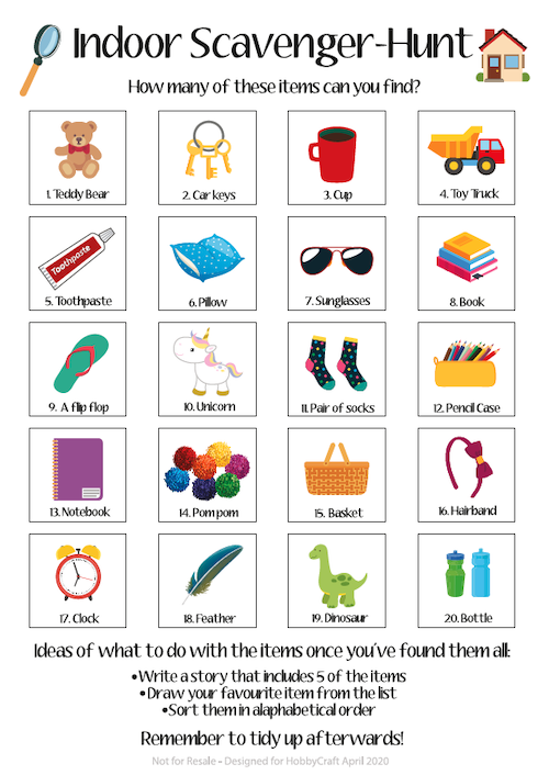 Indoor Scavenger Hunt Activity Sheet  image