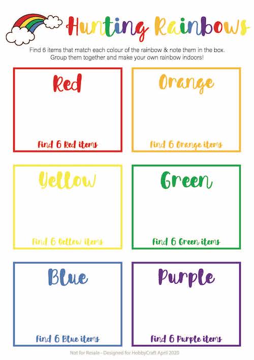 Rainbow Scavenger Hunt Activity Sheet  image