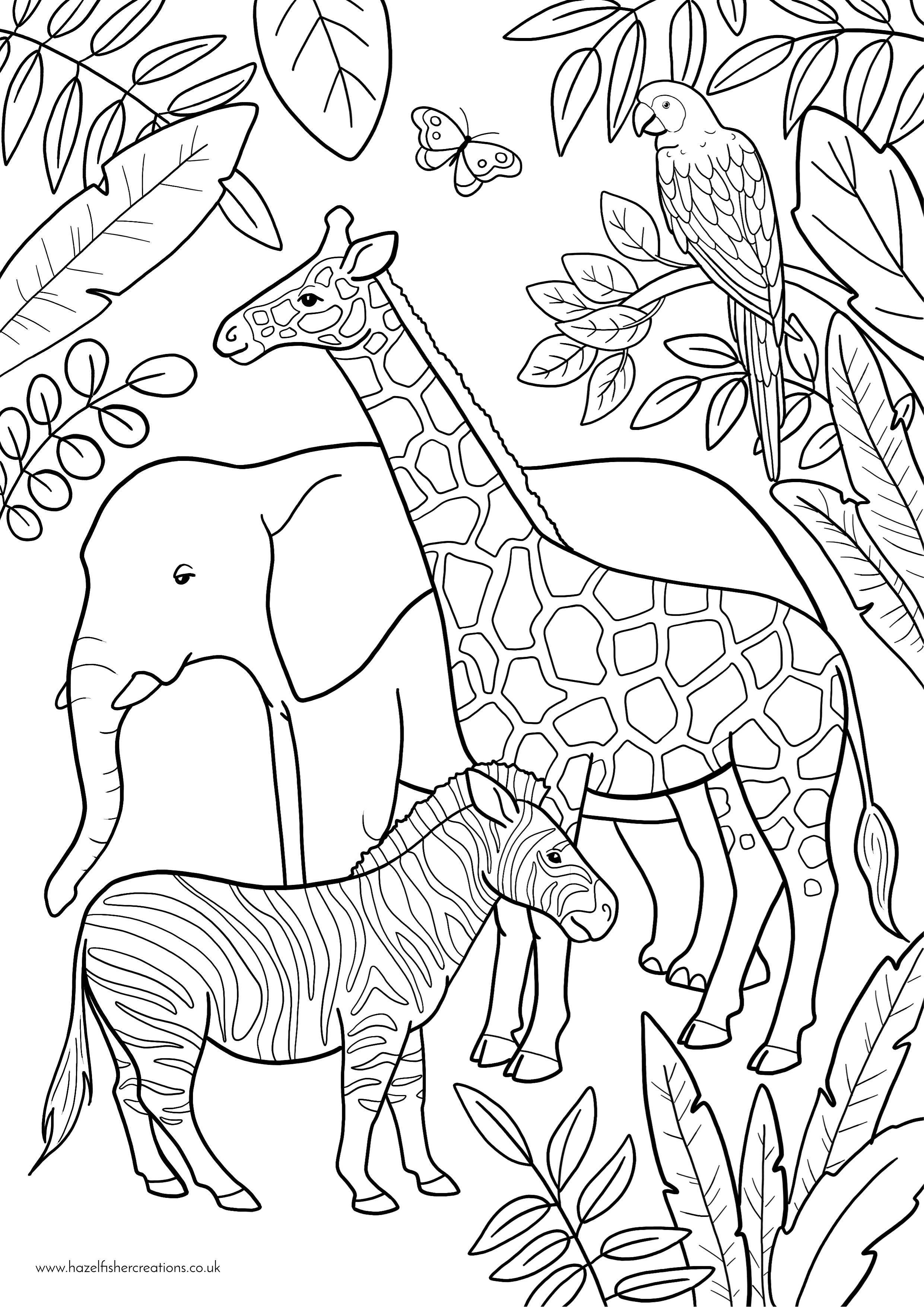 Zoo Animals Colouring In Activity Sheet   image