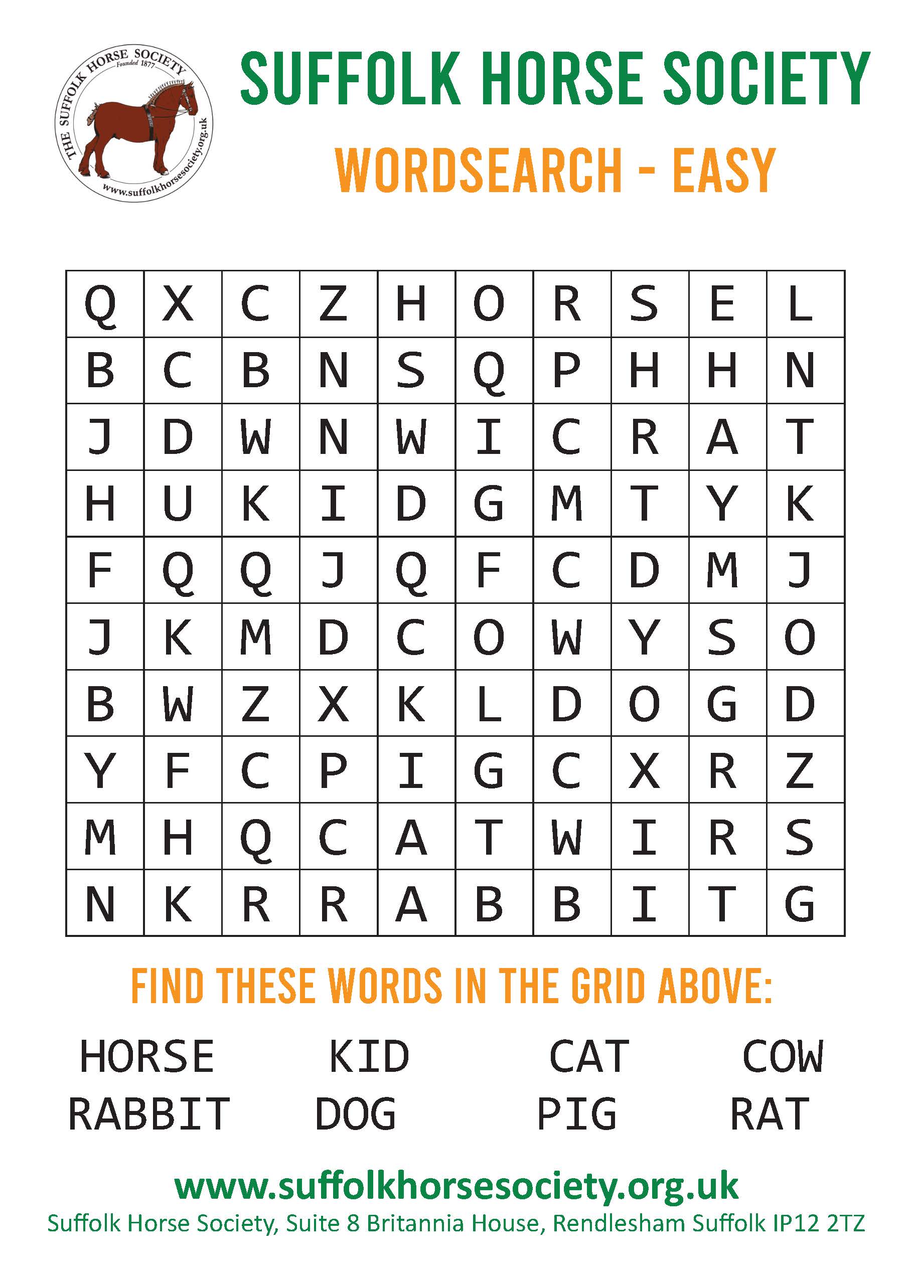 Horse Word Search Activity Sheet  image