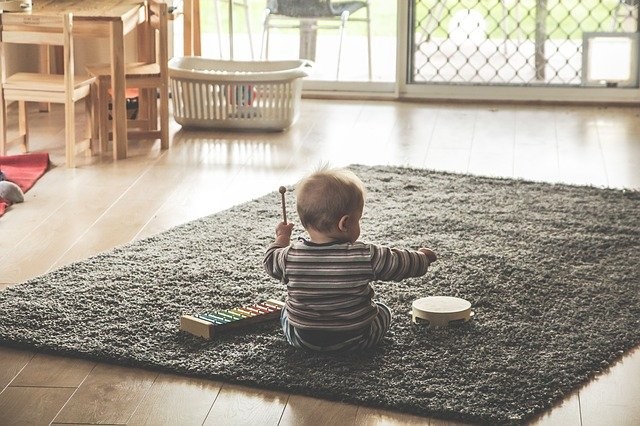 Child playing music