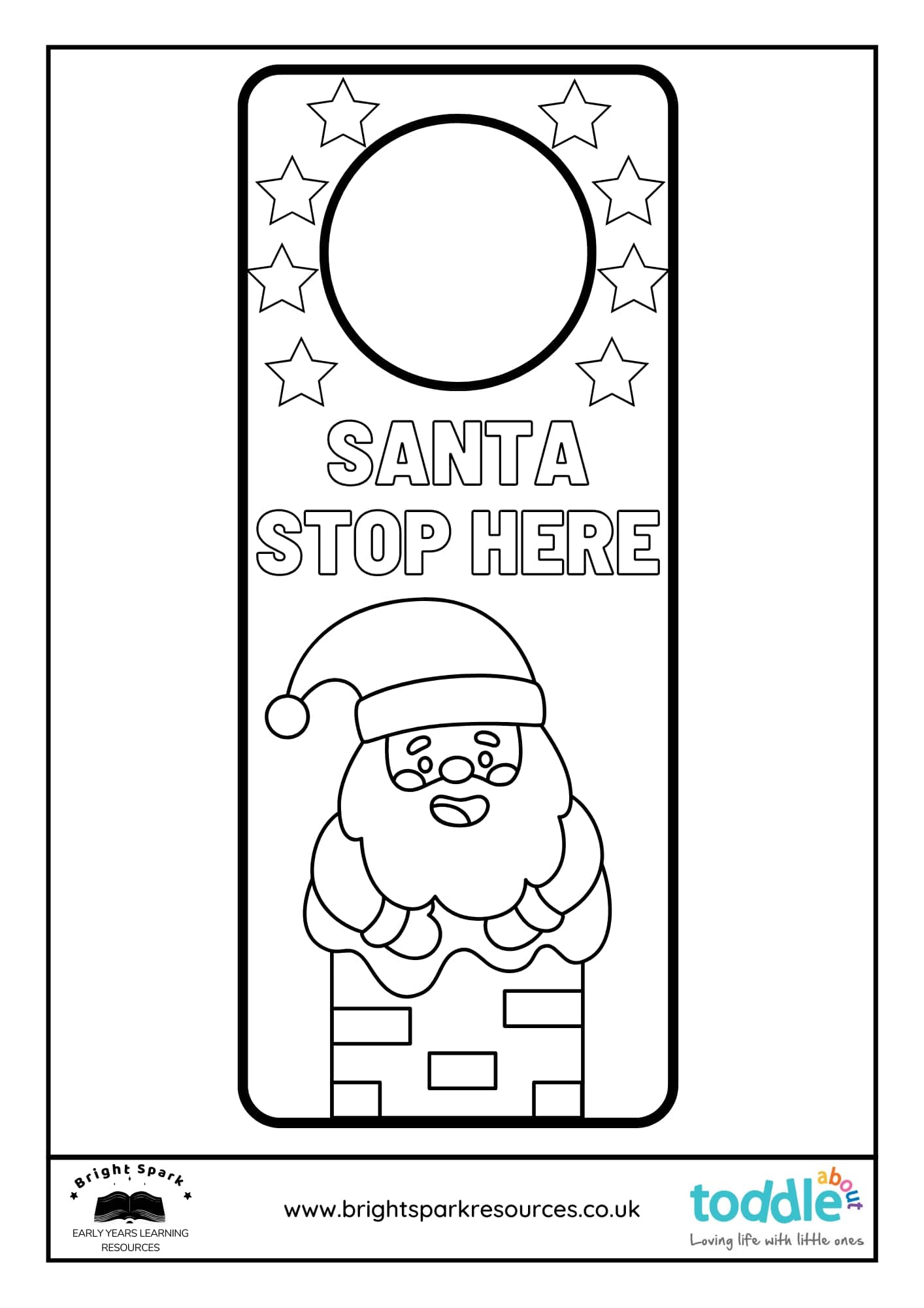 Santa Stop Here Door Hanger Colouring Sheet  image