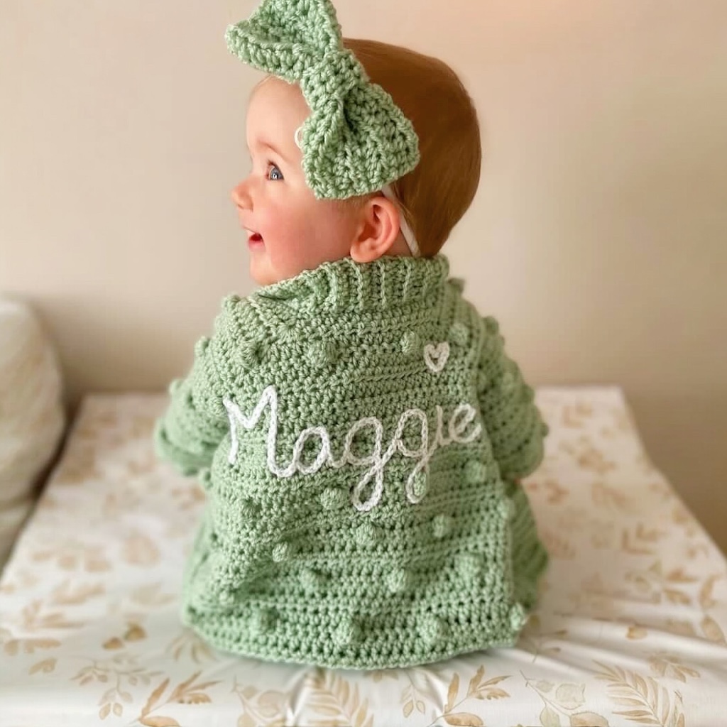 Personalised Handmade Baby Cardigan, worth £30-£50