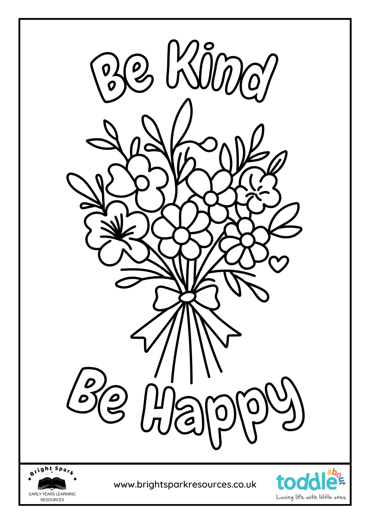 Be Kind Be Happy Colouring Sheet  image