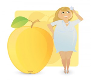 You are an Apple Shape if you carry more of your weight around your bust, arms and tummy and you have straight, narrow hips.