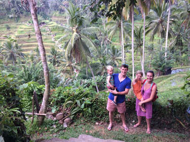 The four of us in Bali visiting Tegalalang rice terraces in Ubud